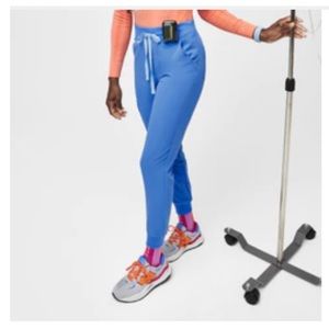 Womens Figs Zamora High Waisted Jogger Scrub Pants Capri Blue